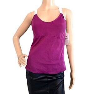 Marika Swim Tank Top With Strappy Back UPF 50+ Size Medium Purple White DryWik